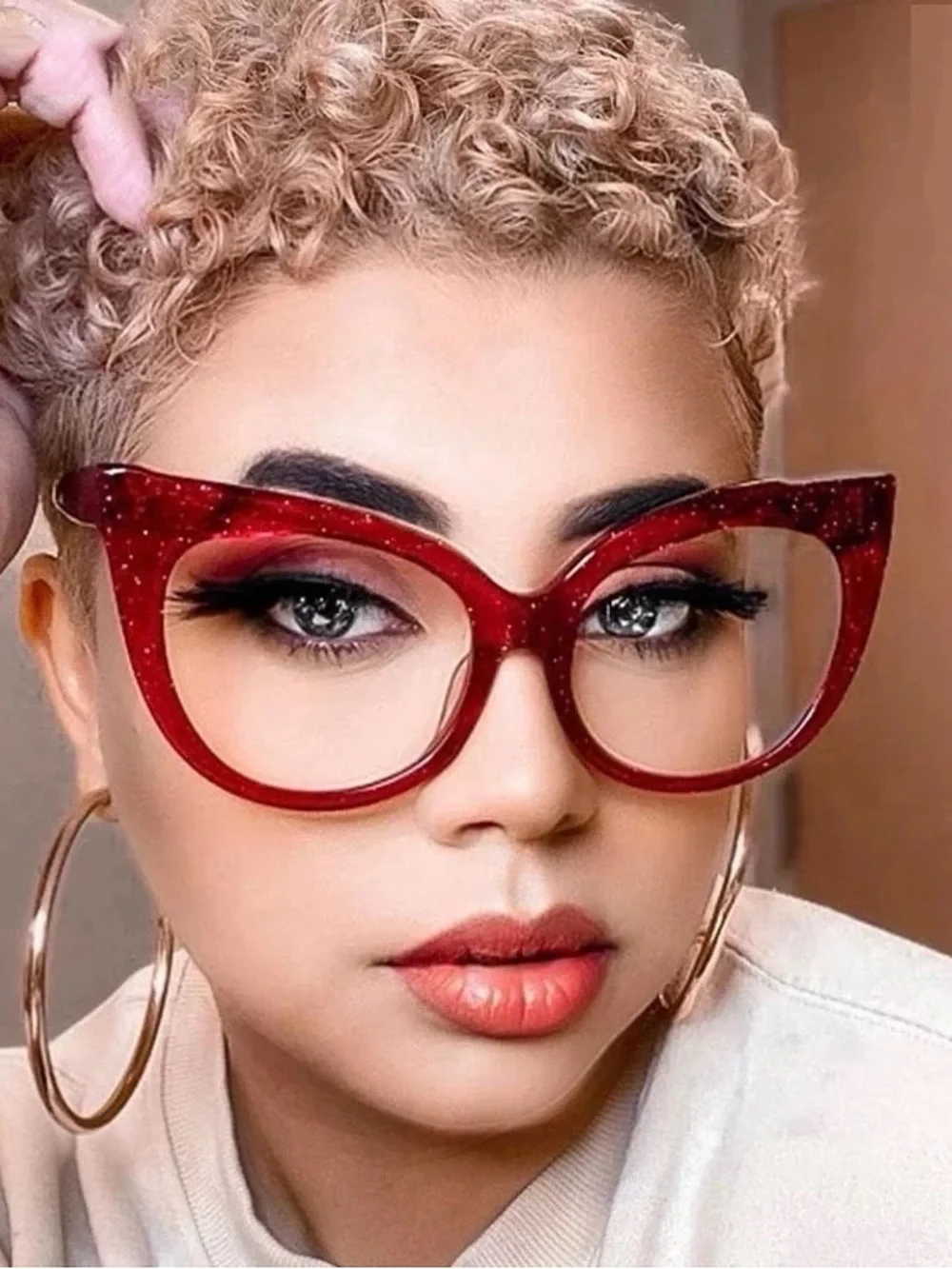 Bold Red Cat-Eye Women’s Fashion Glasses
